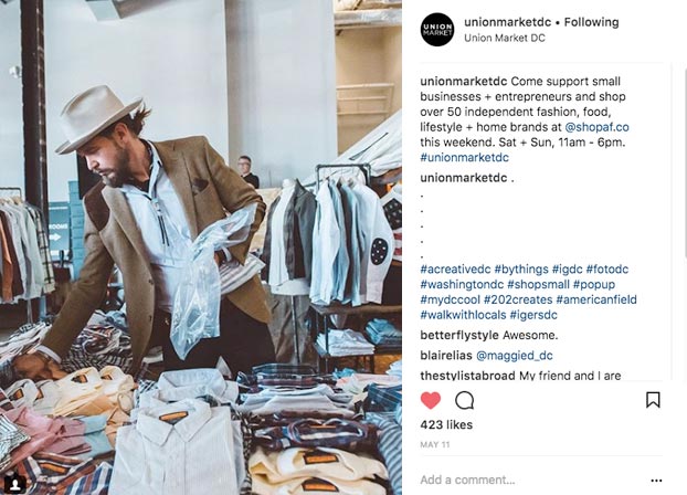 Union Market Instagram Post man in clothing store
